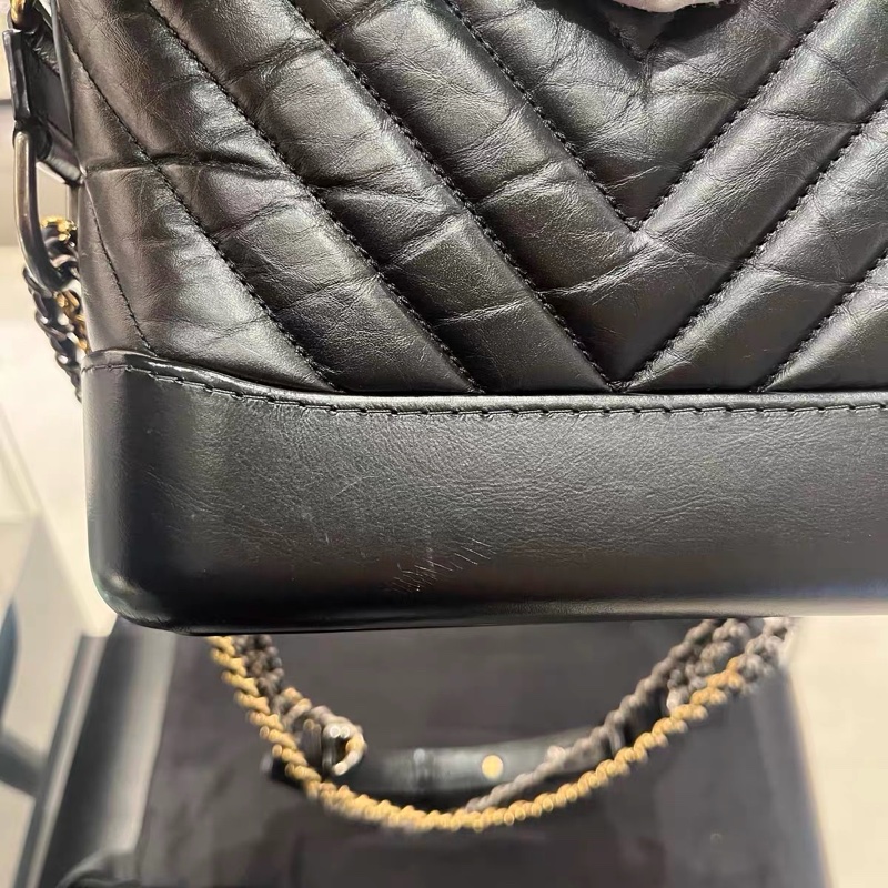 【95新 ✨ 全網最低價!】Chanel 流浪包 山形紋 小號 黑色 金扣-10