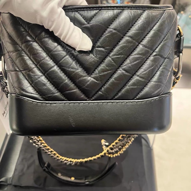 【95新 ✨ 全網最低價!】Chanel 流浪包 山形紋 小號 黑色 金扣-12