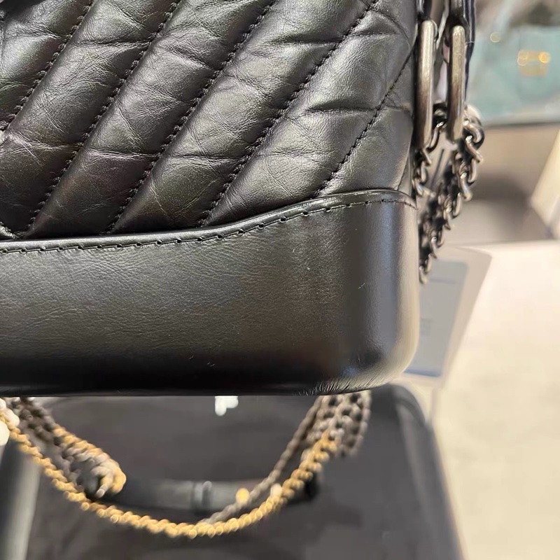 【95新 ✨ 全網最低價!】Chanel 流浪包 山形紋 小號 黑色 金扣-14