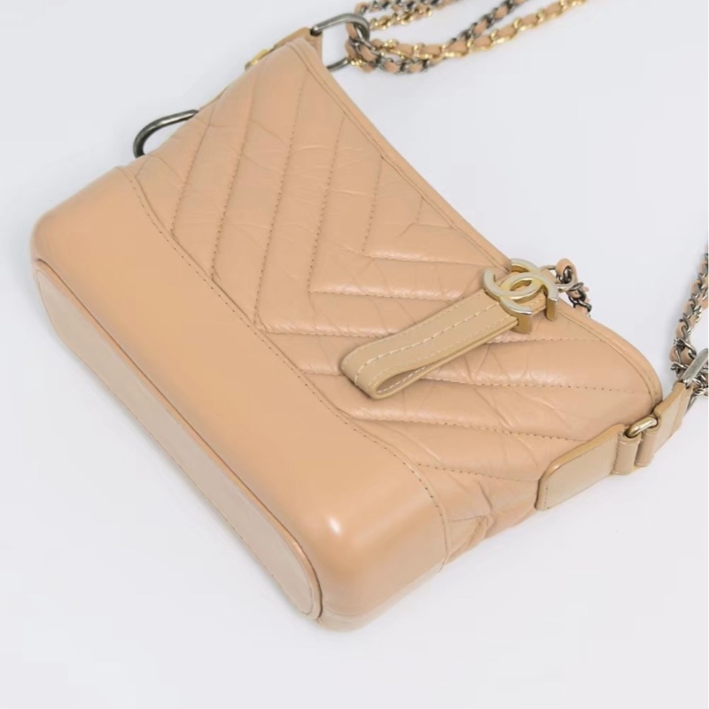 【97新 ✨ 全網最低價！】Chanel 29開有卡 流浪包 山形紋 小號 奶茶色 金扣-3