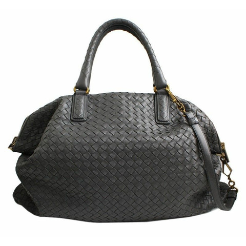 BOTTEGA VENETA 灰色編織大手提單肩包