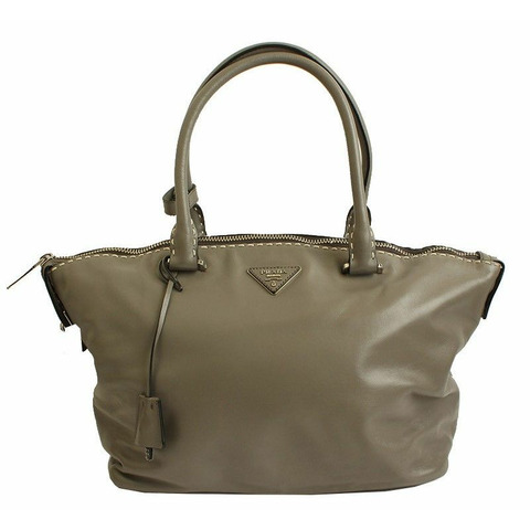 PRADA 灰色縫線小牛皮手提包 BR5128