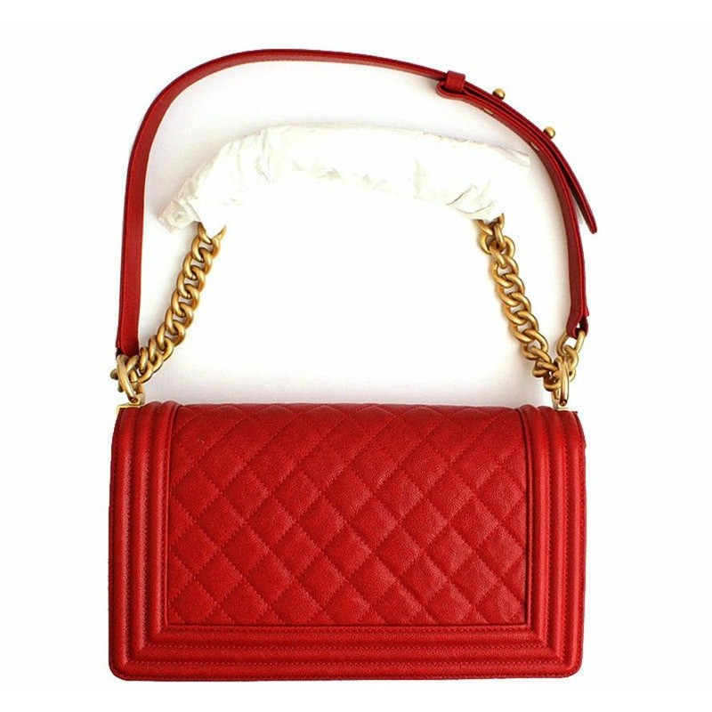 【包稅】CHANEL Boy 中型魚子醬紅金色調斜背包 27 系列-2