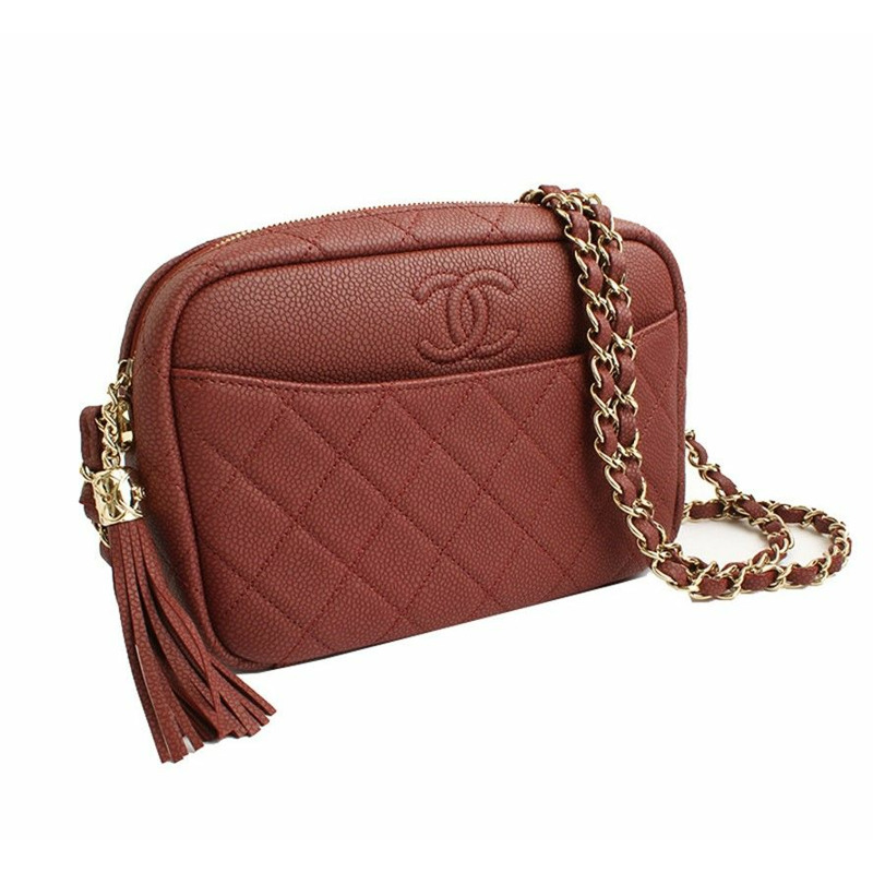 【包稅】CHANEL 玫瑰棕色軟魚子醬金色五金相機斜背包 26 系列-1