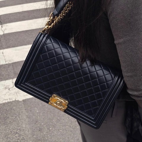 最便宜😍巨划算99新🆕Chanel黑金大號leboy菱格紋肩背包單肩斜挎包