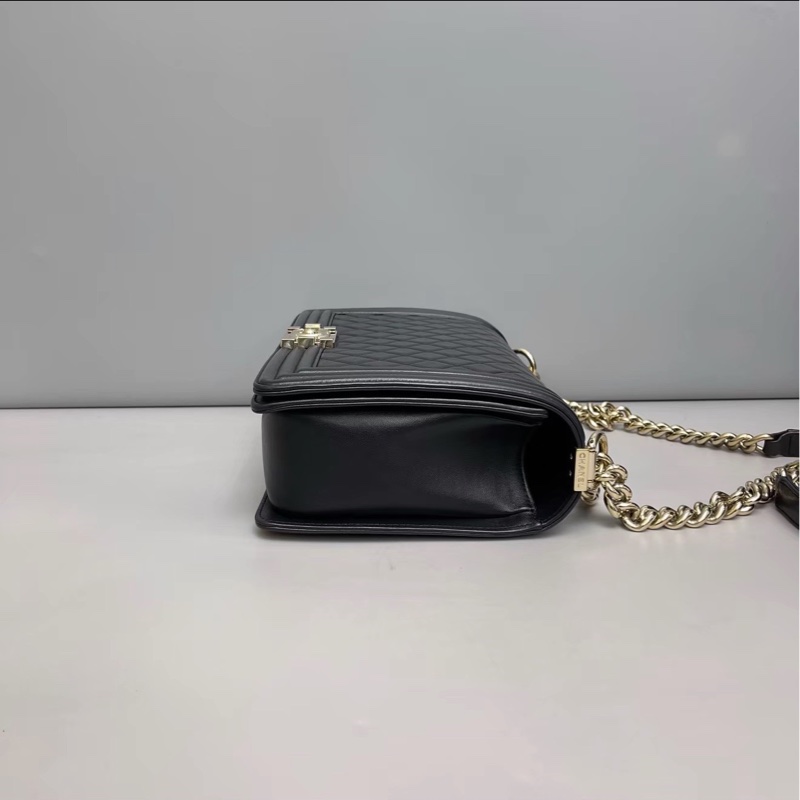 最便宜😍巨划算99新🆕Chanel黑金大號leboy菱格紋肩背包單肩斜挎包-6