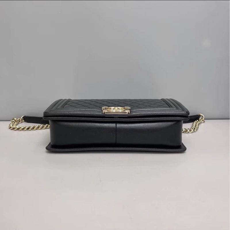 最便宜😍巨划算99新🆕Chanel黑金大號leboy菱格紋肩背包單肩斜挎包-8