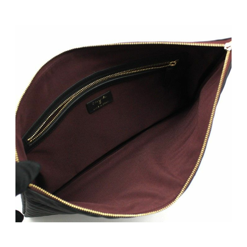 【包稅】CHANEL 黑色霧面魚子醬人字紋手拿包（大）-5