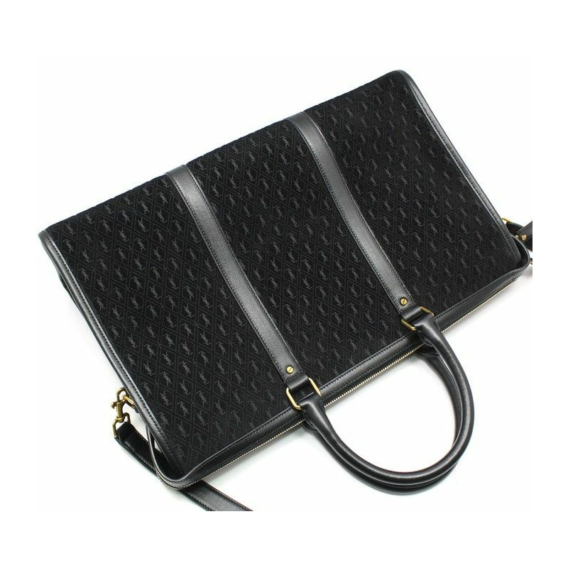 【包稅】SAINT LAURENT 黑色麂皮印花中型旅行袋/單肩包-1