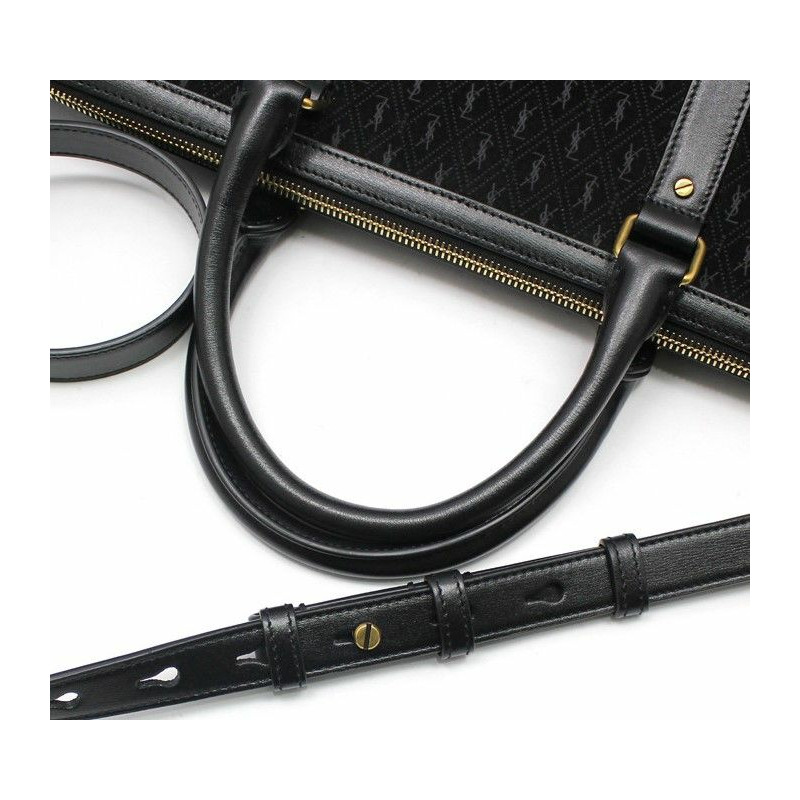 【包稅】SAINT LAURENT 黑色麂皮印花中型旅行袋/單肩包-3