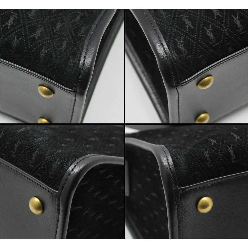 【包稅】SAINT LAURENT 黑色麂皮印花中型旅行袋/單肩包-6