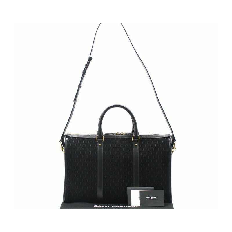 【包稅】SAINT LAURENT 黑色麂皮印花中型旅行袋/單肩包-7