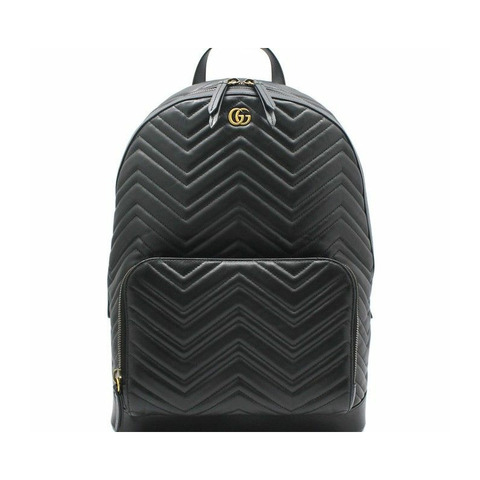 GUCCI 黑色馬特拉塞凸紋 V 型 Marmont 背包 523405