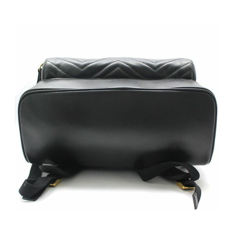 【包稅】GUCCI 黑色馬特拉塞凸紋 V 型 Marmont 背包 523405-2