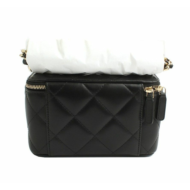 【包稅】CHANEL Vanity 化妝黑色羊皮金斜背包 31-2