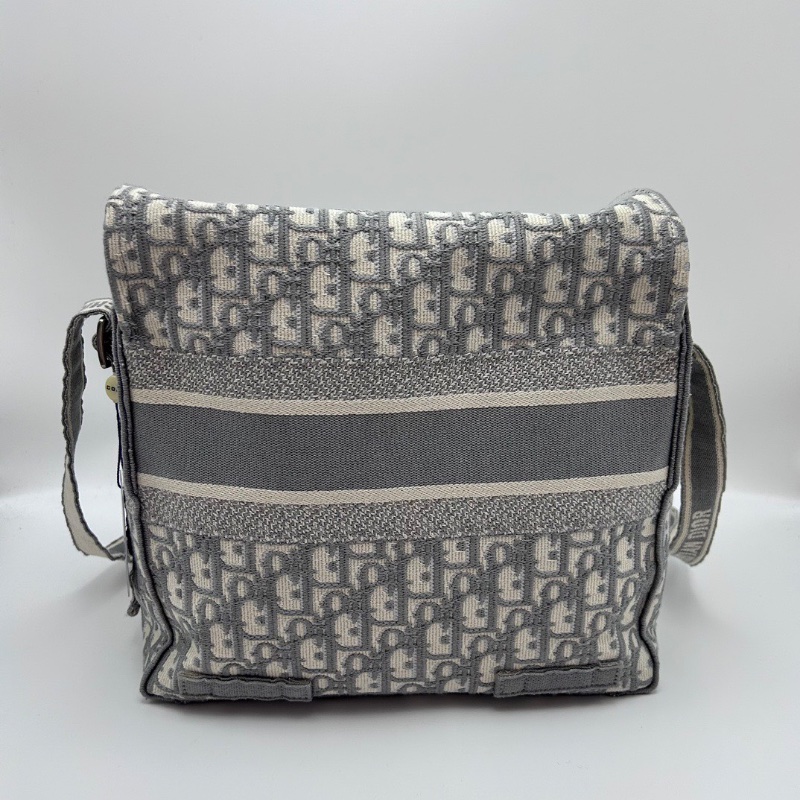 DIOR 淺灰色老花郵差肩背斜背包28*26*12 98新配件塵袋-6