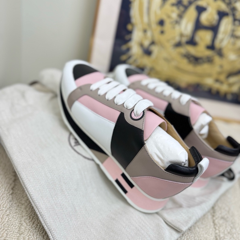 閒置新Hermes/愛馬仕 粉色拼色運動鞋37碼 有塵袋-5