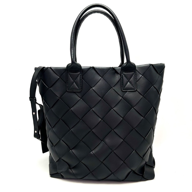 BV 黑色編織子母手提水桶包 29*32*14 98新配件塵袋-5