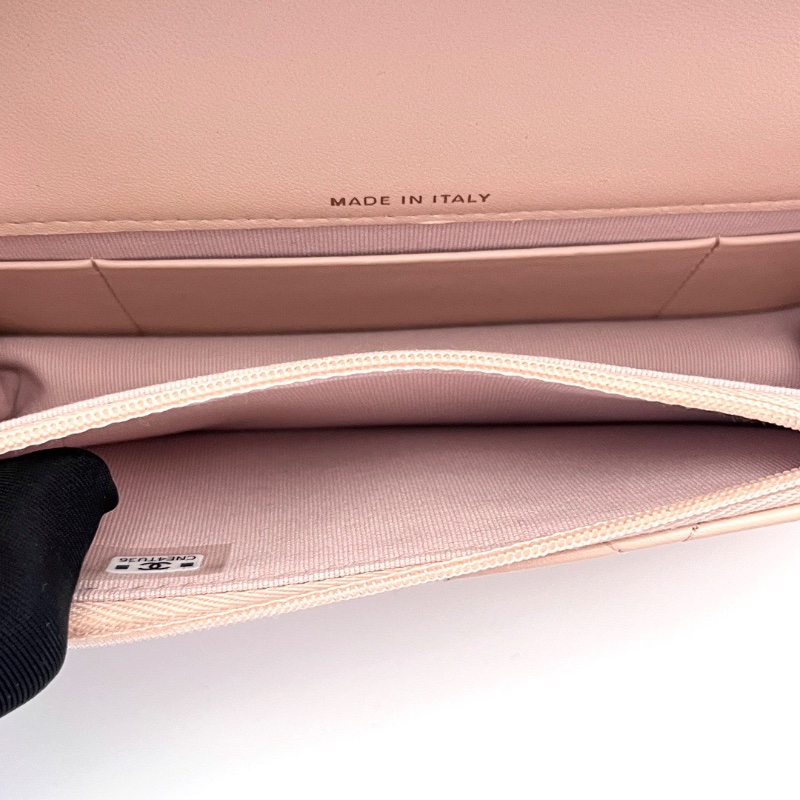 CHANEL 23s粉色金扣山茶花mini WOC斜背鏈條包17*10*3.5 98新配件盒子塵袋購證-2