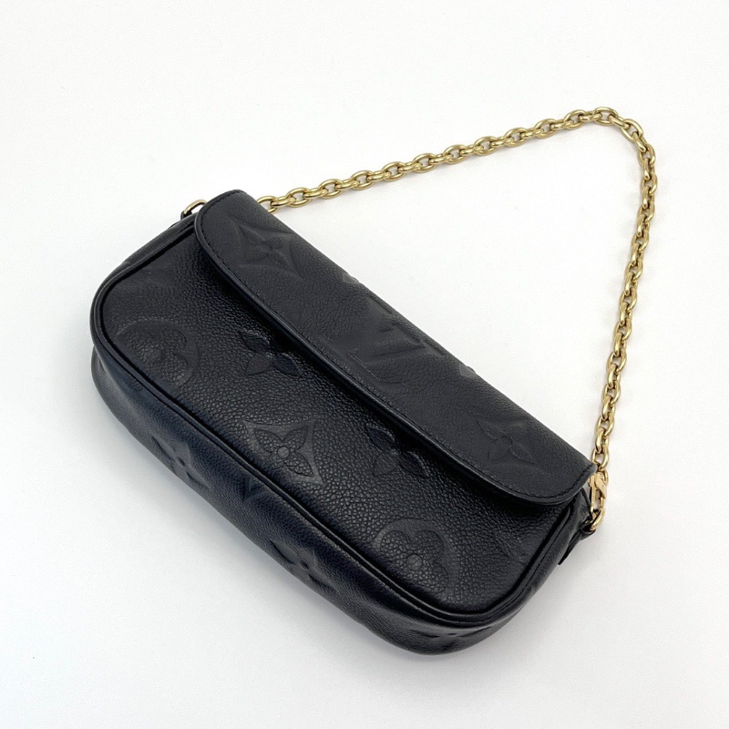LV/路易威登Ivy全皮黑色壓花手提肩背鏈條包98新23*12*4配件塵袋盒子-3