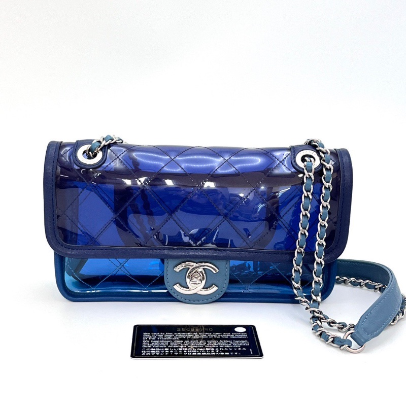 CHANEL CF PVC透明果凍包 98新21*12*5.5配件保卡塵袋-1
