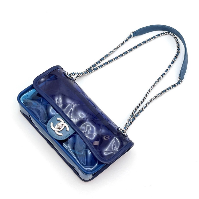CHANEL CF PVC透明果凍包 98新21*12*5.5配件保卡塵袋-3