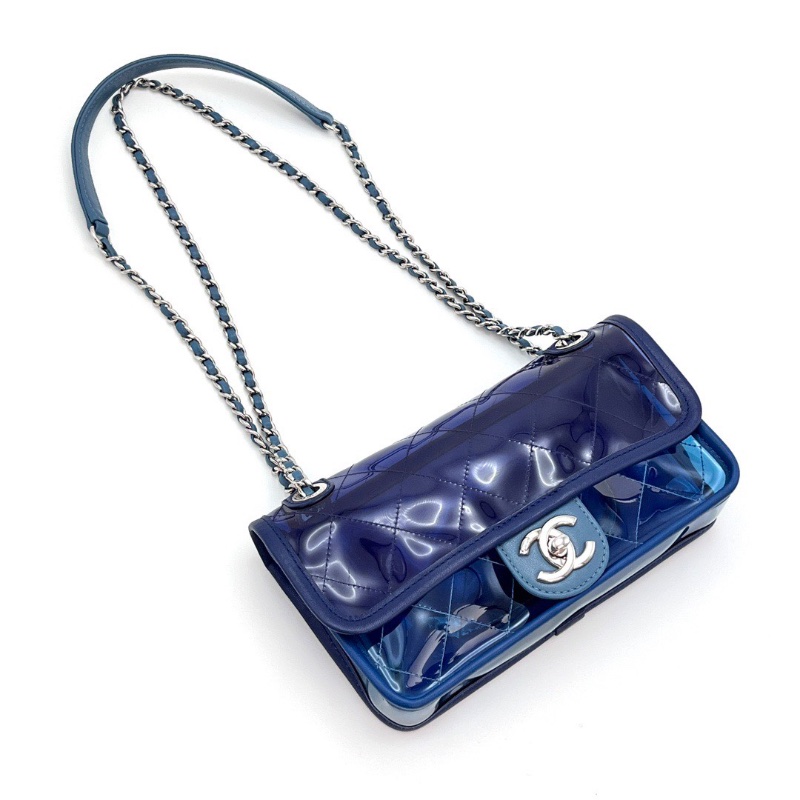 CHANEL CF PVC透明果凍包 98新21*12*5.5配件保卡塵袋-5