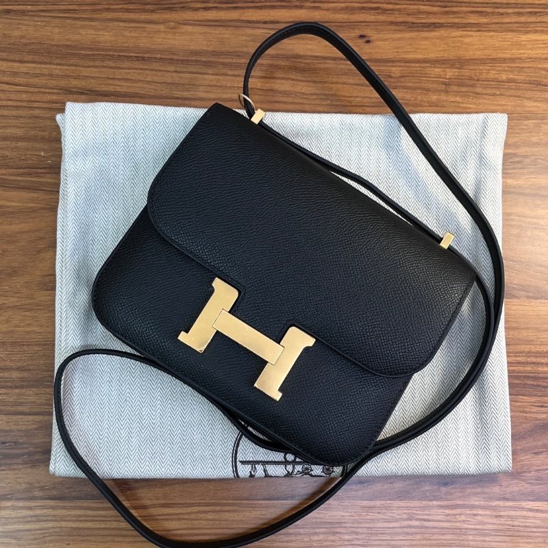 HERMES黑金康康19肩背斜背包19*15*5K刻全新全配-4