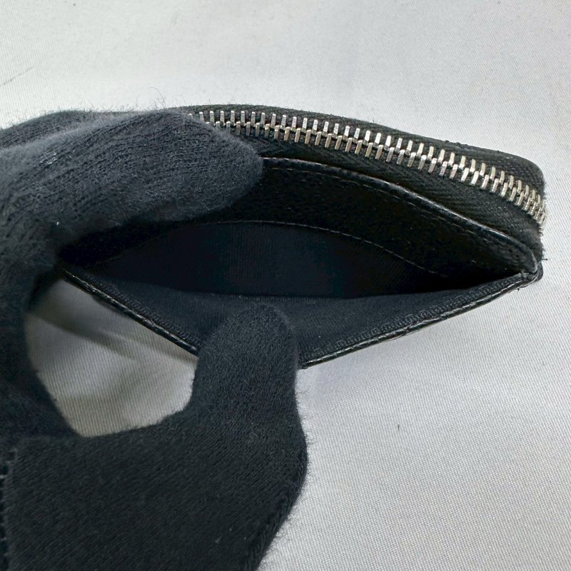 CHANEL 黑銀荔枝牛拉鍊零錢包-5