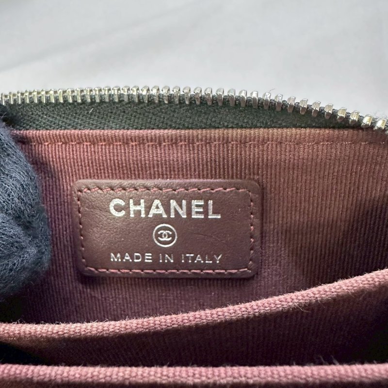 CHANEL 黑銀荔枝牛拉鍊零錢包-6