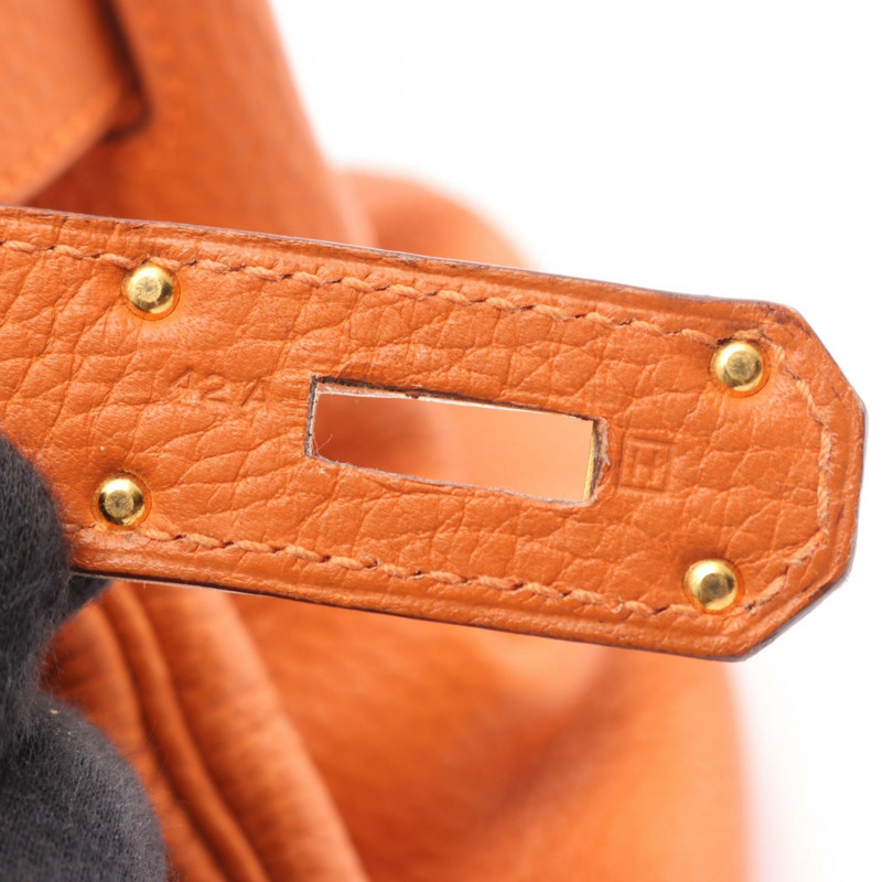 愛馬仕 Birkin 單肩包 H Taurillon Clemence Potiron 橙色 二手 GHW-4