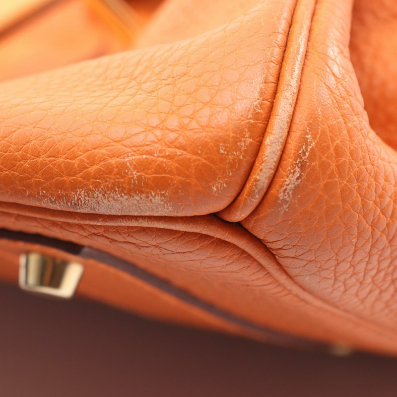 愛馬仕 Birkin 單肩包 H Taurillon Clemence Potiron 橙色 二手 GHW-6