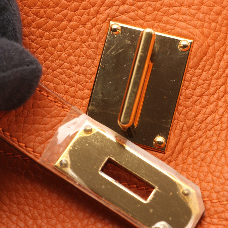 愛馬仕 Birkin 單肩包 H Taurillon Clemence Potiron 橙色 二手 GHW-8