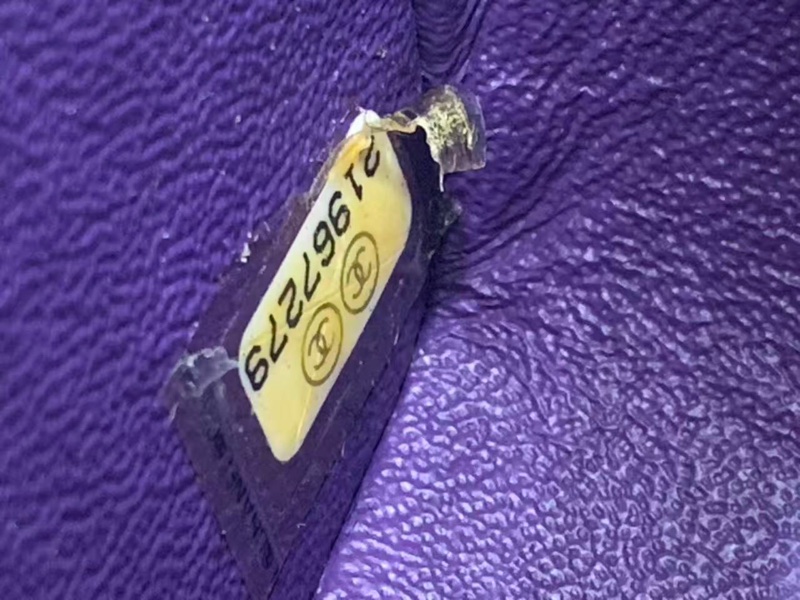 Chanel香奈兒cf大mini紫色羊皮鏈條包銀扣，鐳射21開-7