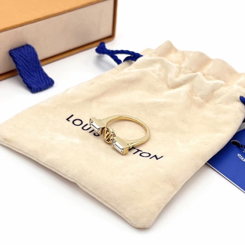 LV SIMPLY LV 水鑽戒指M碼 98新配件盒子塵袋-0