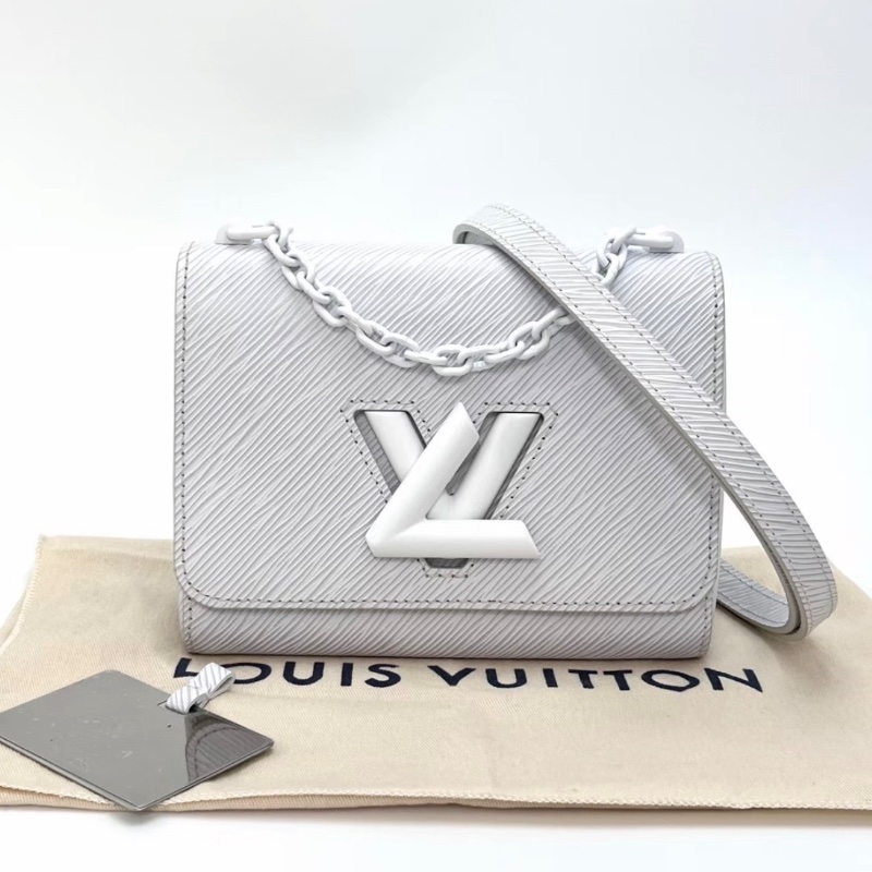 LV 白色水波紋TWIST小號手提肩背芯片款 19*15*9 98新配件塵袋鏡子-0