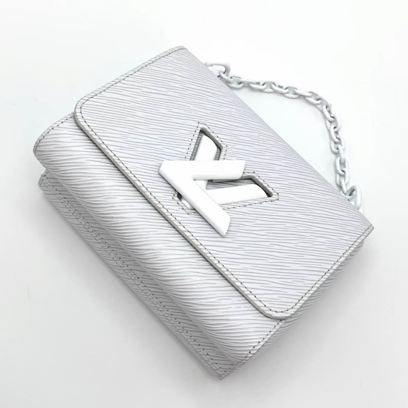 LV 白色水波紋TWIST小號手提肩背芯片款 19*15*9 98新配件塵袋鏡子-2