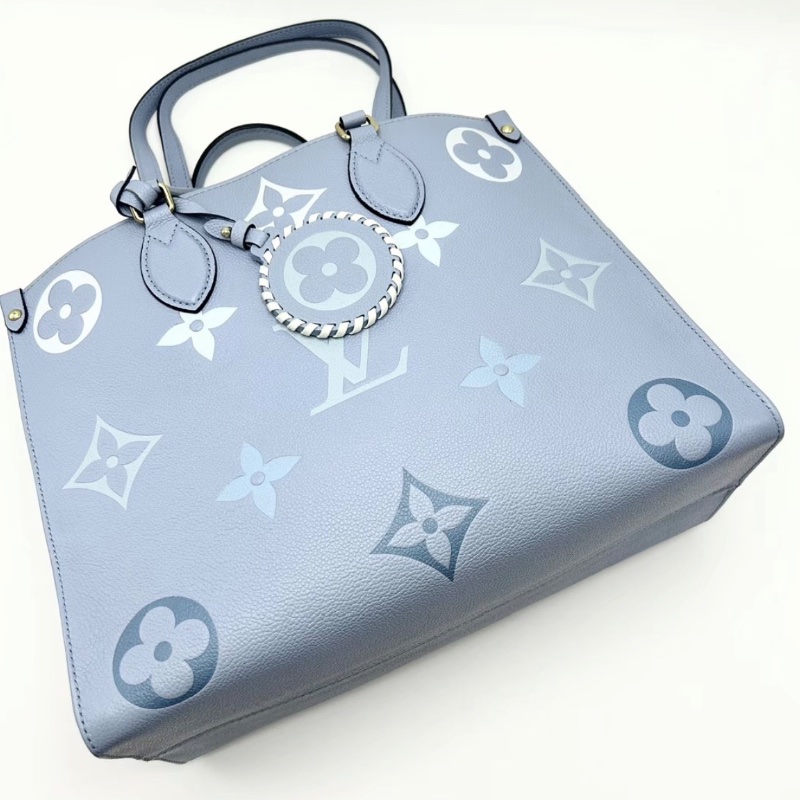 LV 夏日限定onthego中號夏日藍色金扣手提肩背包35*26*15 98新配件塵袋-2