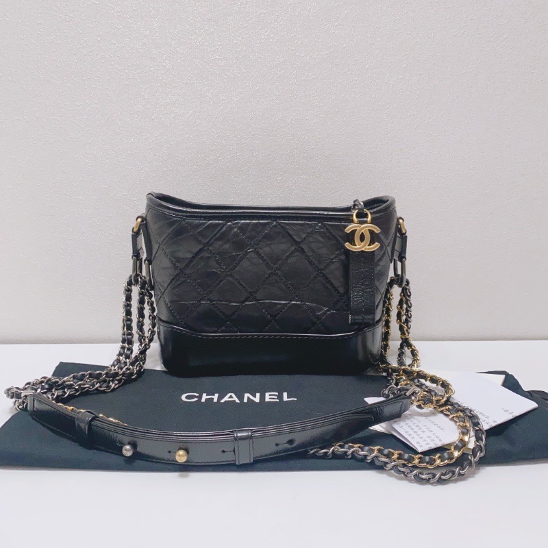 Chanel黑金小號芯片款流浪鏈條肩背包98新配件塵袋20×8×15cm-1