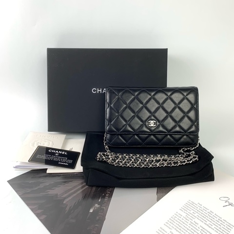 Chanel woc羊皮黑銀 新款/磁吸釦