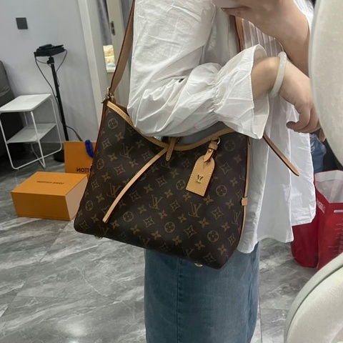 LV老花Carryall小號子母肩背斜背包全新閒置29*24*14配件盒子塵袋