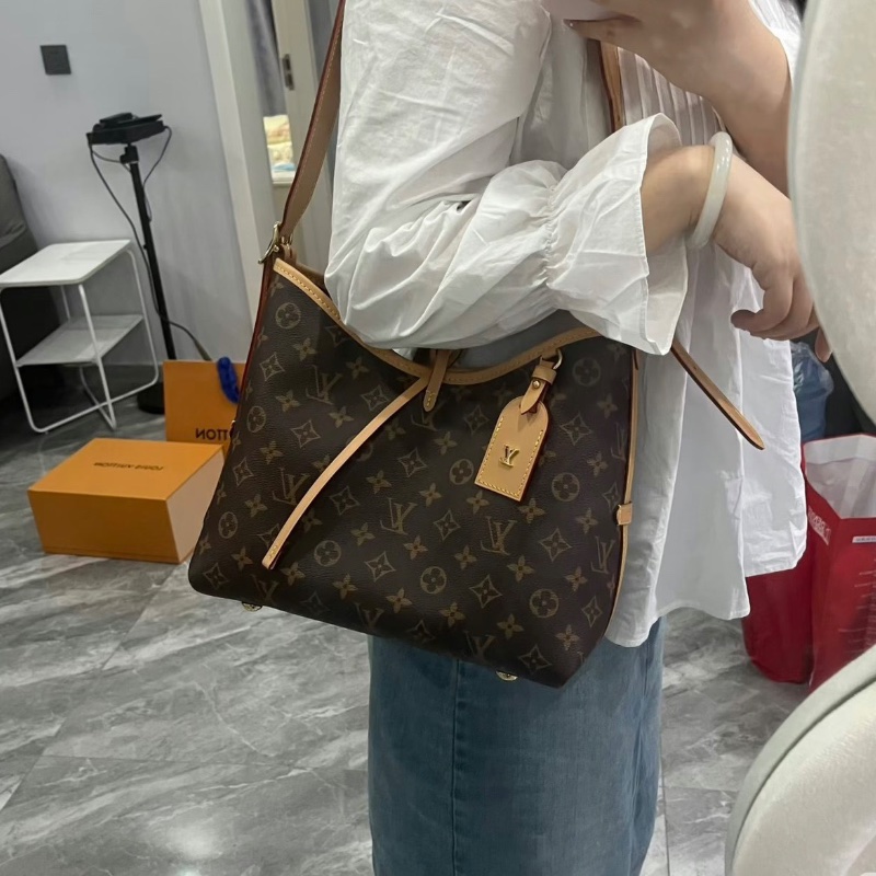 LV老花Carryall小號子母肩背斜背包全新閒置29*24*14配件盒子塵袋-0