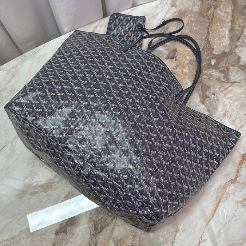 GOYARD藏青色Y字印花大號子母肩背購物袋98新39*32*18.5配件塵袋-4