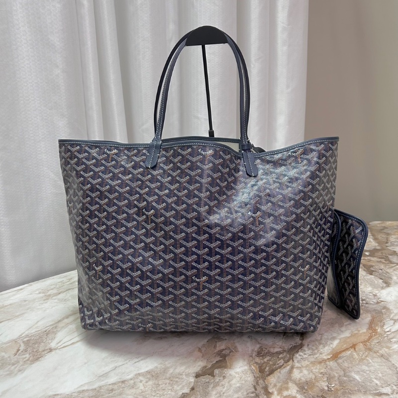 GOYARD藏青色Y字印花大號子母肩背購物袋98新39*32*18.5配件塵袋-5