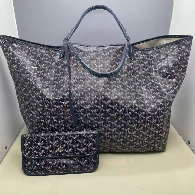 GOYARD藏青色Y字印花大號子母肩背購物袋99新39*32*18.5-1