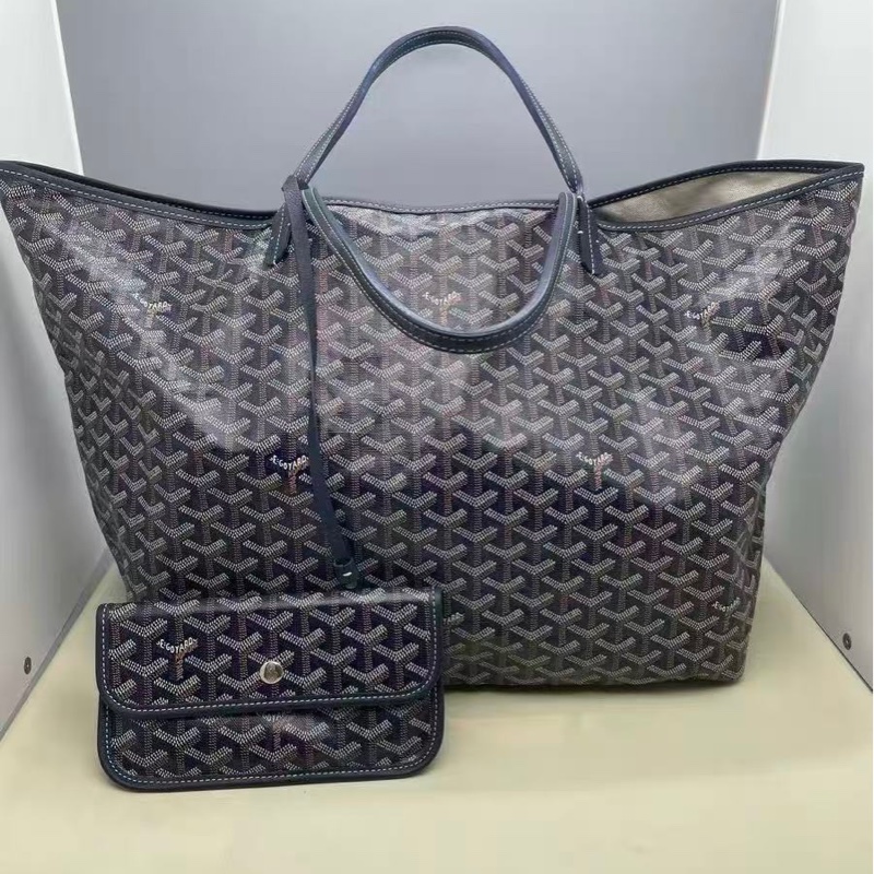 GOYARD藏青色Y字印花大號子母肩背購物袋99新39*32*18.5-2