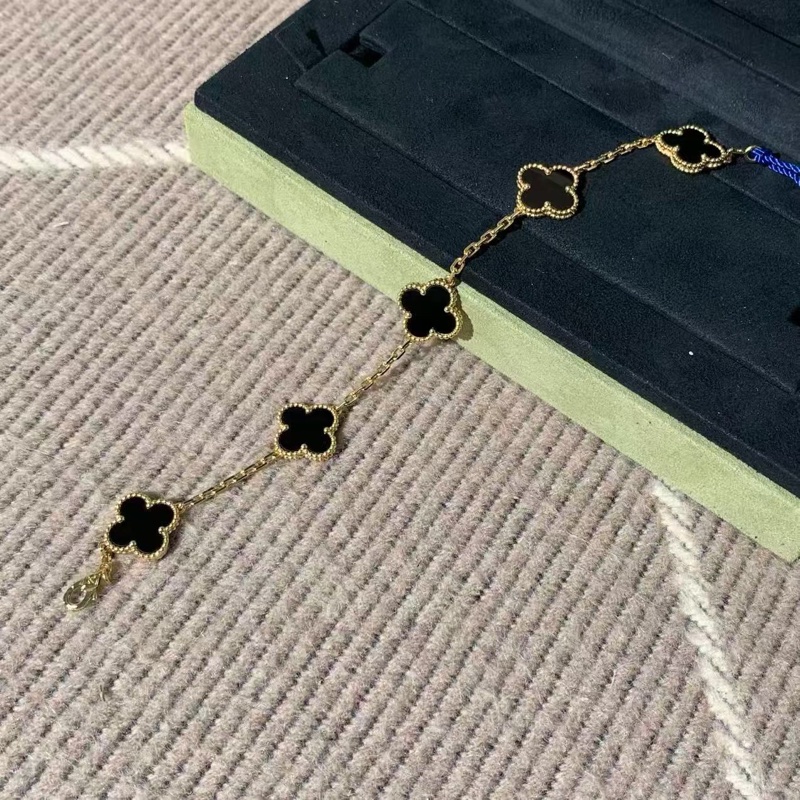 梵克雅宝Van Cleef & Arpels黑五花手链,黑玛瑙+18K金,经典五花设计,男女都能戴,送礼自留都很合适,2023年购入-6