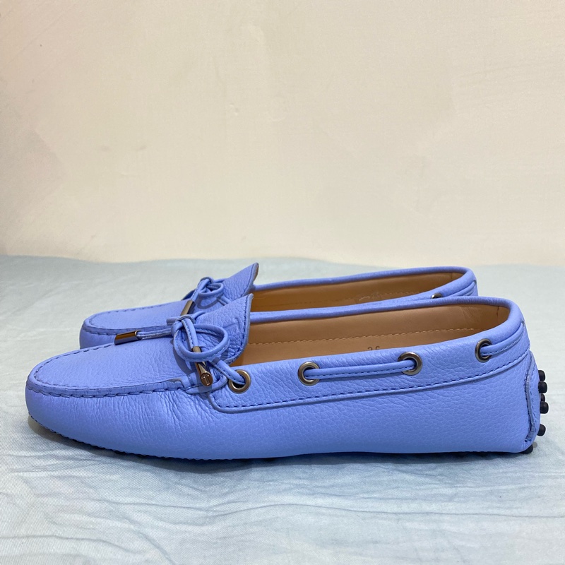 TOD’S GOMMINI MOCASSINO 綁帶豆豆休閒鞋 36號 女鞋 薰衣草藍 全新-1