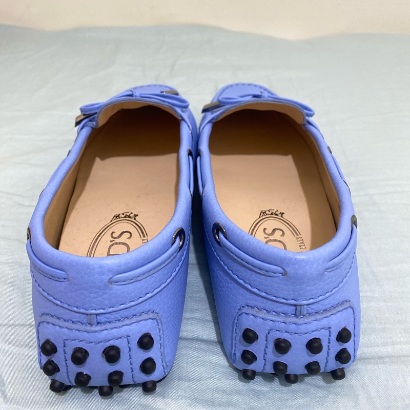 TOD’S GOMMINI MOCASSINO 綁帶豆豆休閒鞋 36號 女鞋 薰衣草藍 全新-3