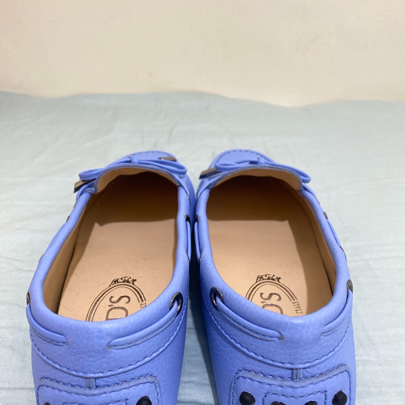 TOD’S GOMMINI MOCASSINO 綁帶豆豆休閒鞋 36號 女鞋 薰衣草藍 全新-7